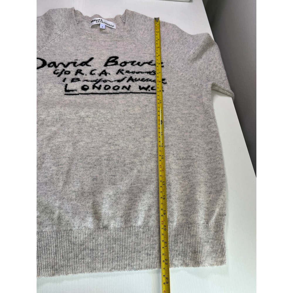 Replica Los Angeles David Bowie 100% Cashmere Sweater Grey Small Raglan Sleeve - Picture 5 of 8
